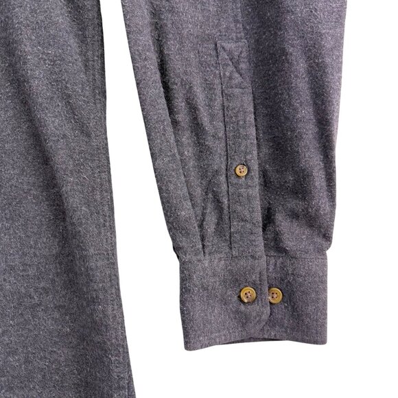 Lands End Mens Gray Cotton Button-Up Long Sleeve Shirt Pocketed Casual Size L - Picture 5 of 9